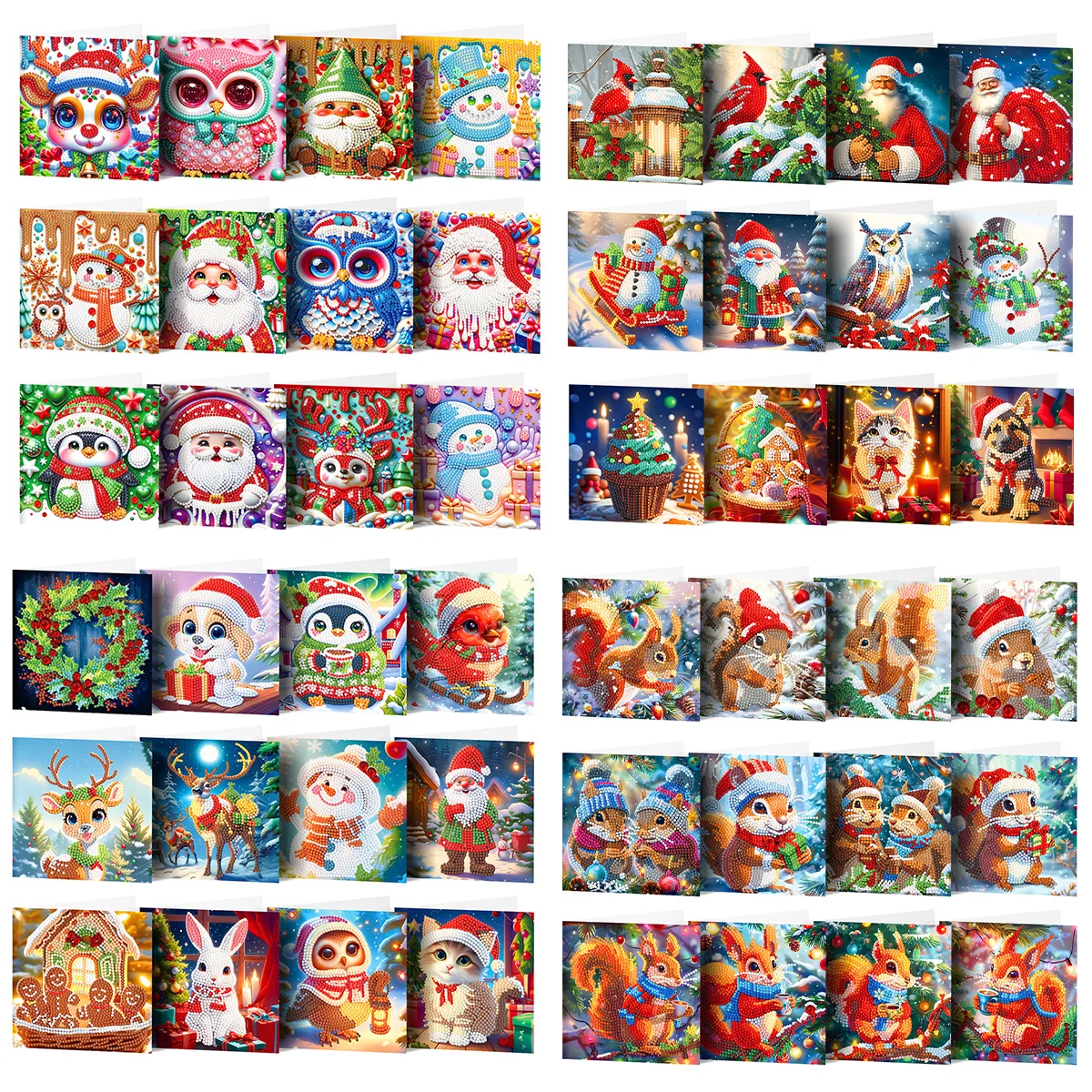 Рукоделие вышивка крестиком алмазная роспись Санта-Клаус снеговик