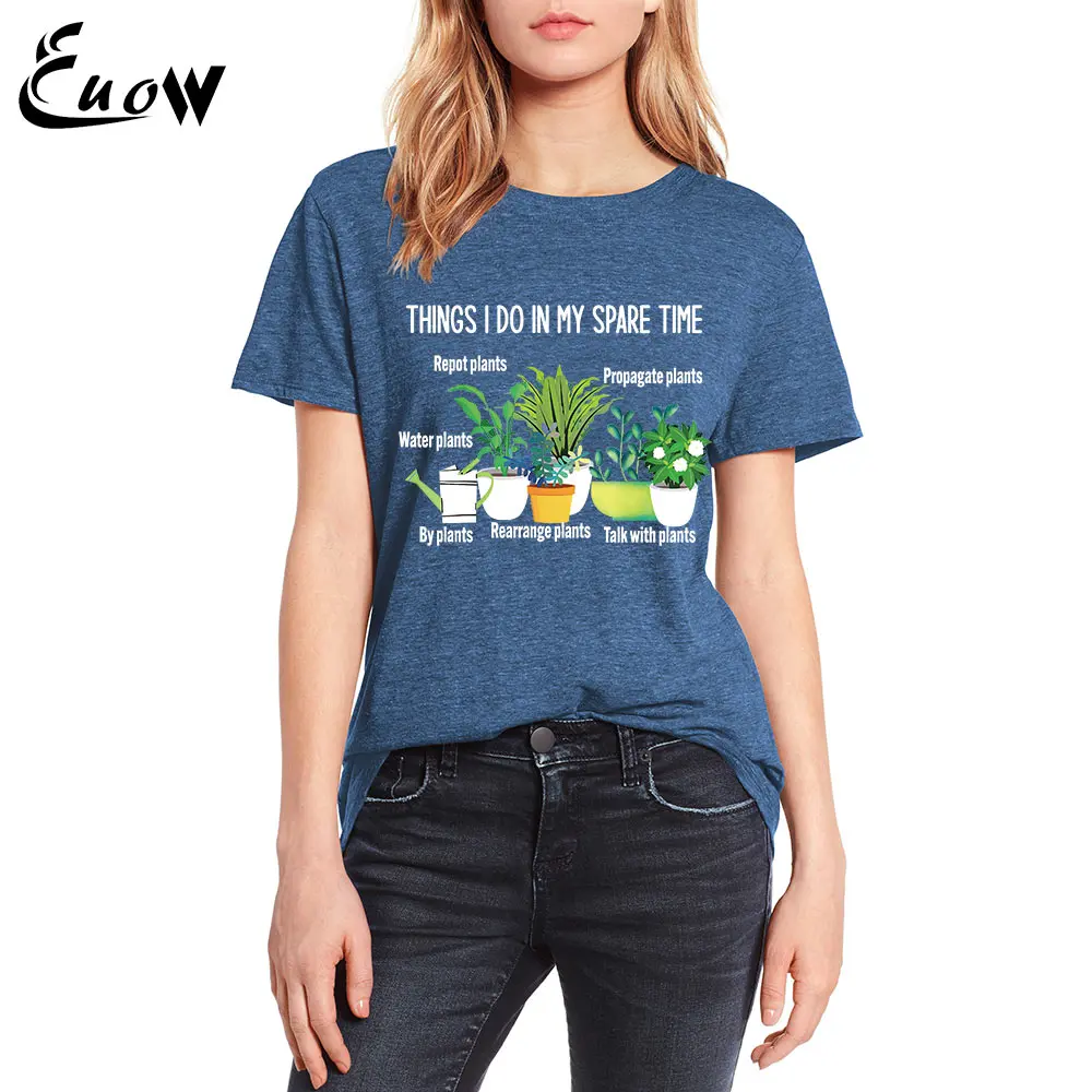 

EUOW Colored Cotton Brand Gardener Plant Graphic Gift Clothing T-Shirt Women Casual Luxury Trend Tops Harajuku Fashion Summer