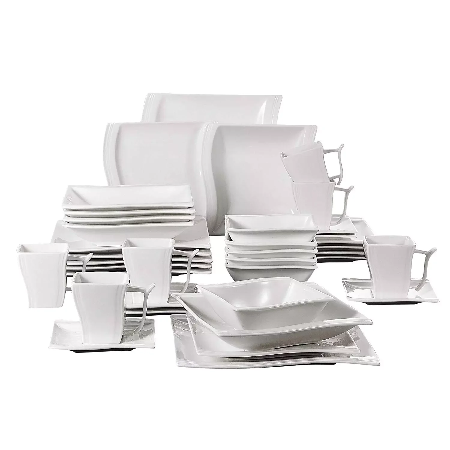 

Flora 36-Piece Porcelain Dinnerware Dinner Plate Set with 6*Cup,Saucer,Dessert Plate,Soup Plate,Dinner Plate Bowls Set