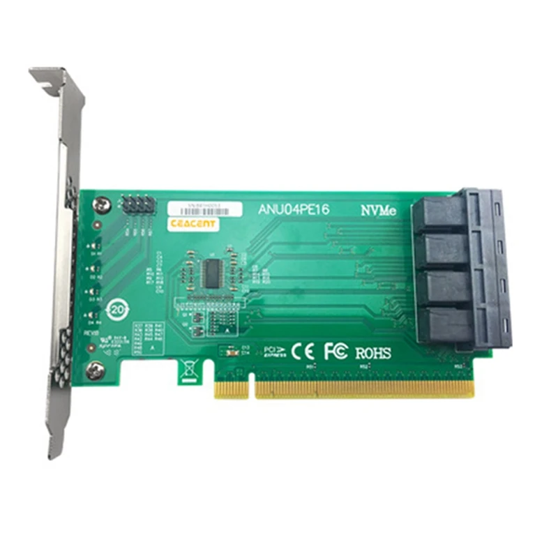 

ANU04PE16 Nvme Controller SFF8643 4 Port Pcie3.0 X16 SSD Exp Riser (Not With Cables, Not Support LSI 8643X2 To 8639X2 )