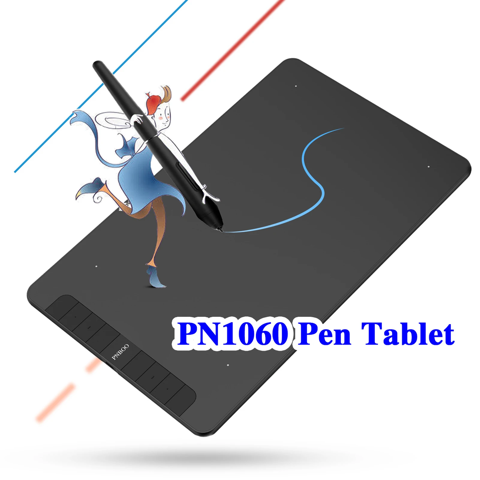 

PN1060 Graphics Tablet Digital Drawing Tablet with 8192 Levels Pressure Sensitivity 5080LPI Resolution 8 Shortcut Keys