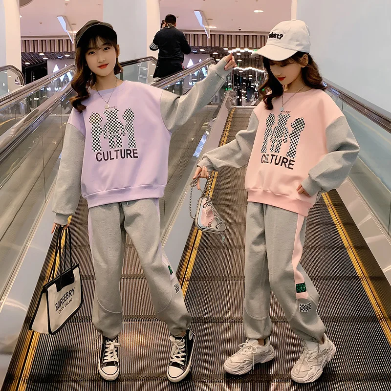 

Girls Clothing Set Kids Spring Teens Tracksuit Children sweaters and trousers two pcs Outfits Clothes Child Casual Tracksuit