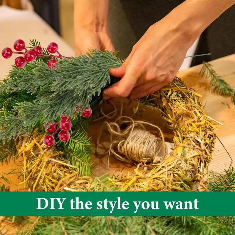 45 шт. рождественские сосновые ветки Norfolk с красными ягодами искусственная зелень