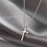 tiny cross pendant jewellery necklace womens silver chain gifts