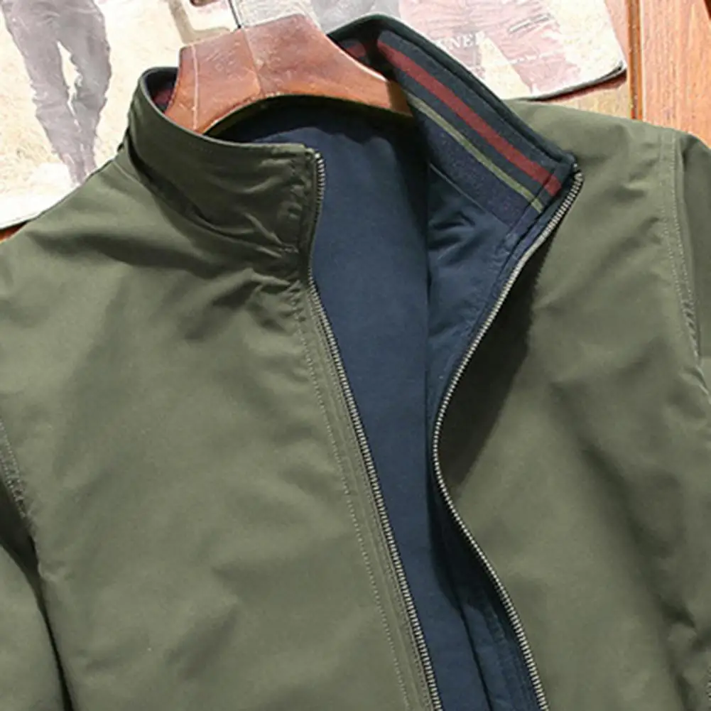 Мужская куртка в стиле хип-хоп, однотонная двухсторонняя одежда, пальто на молнии с отворотами и карманами, ветрозащитное пальто в рубчик с ...