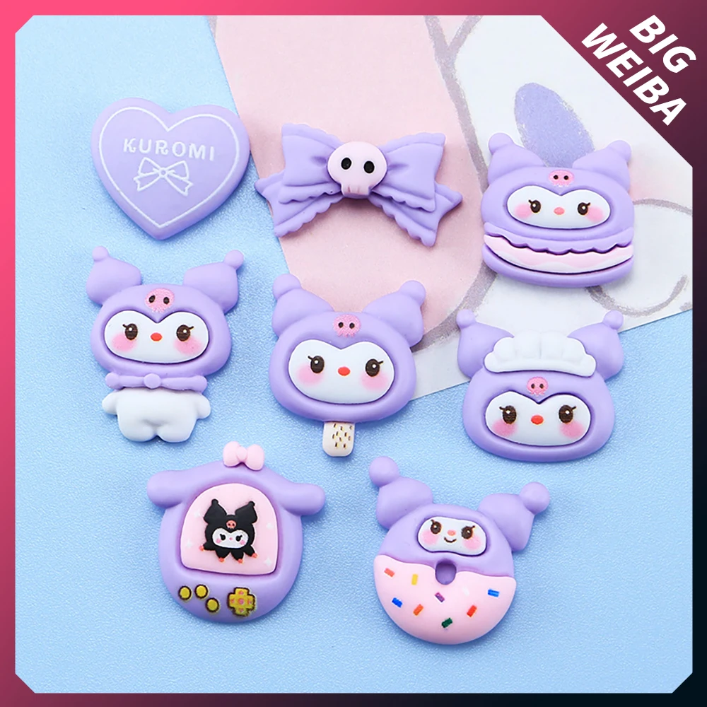 

5 шт. Kawaii Kuromi Сделай Сам Милые Пончики из смолы Гамбургский бант Kuromi ручная работа изделие чашка для телефона Заколка-невидимка аксессуары м...