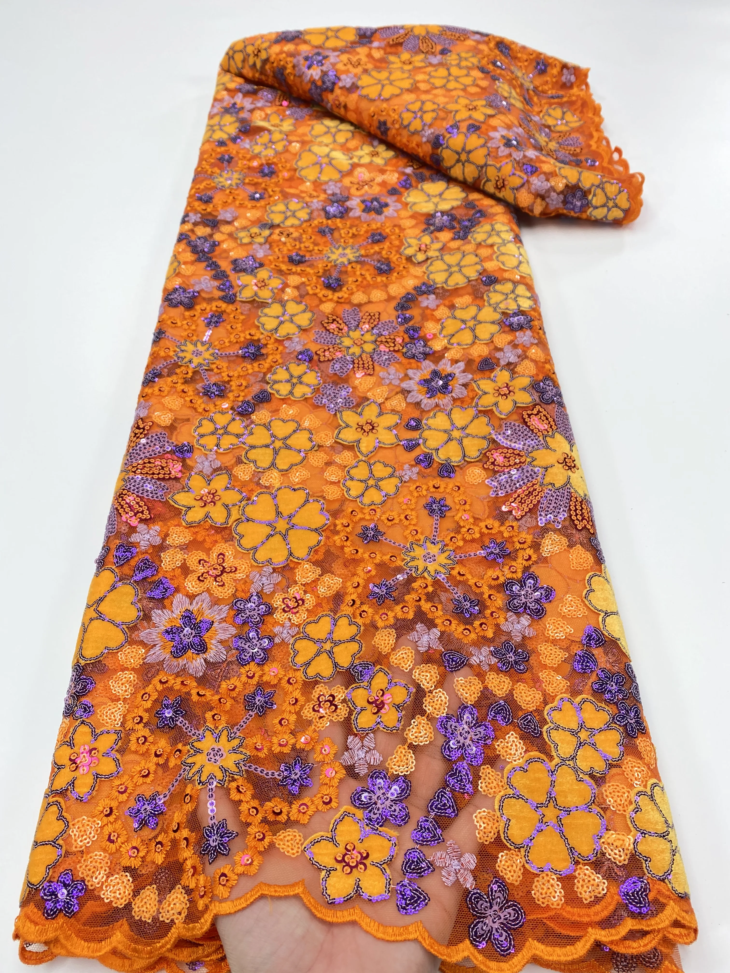 Цена NIAI африканская кружевная ткань ручной работы 3D Eвышивка Тюль Кружево высокое качество нигерийские цветные кружева ткань для свадебного пла...