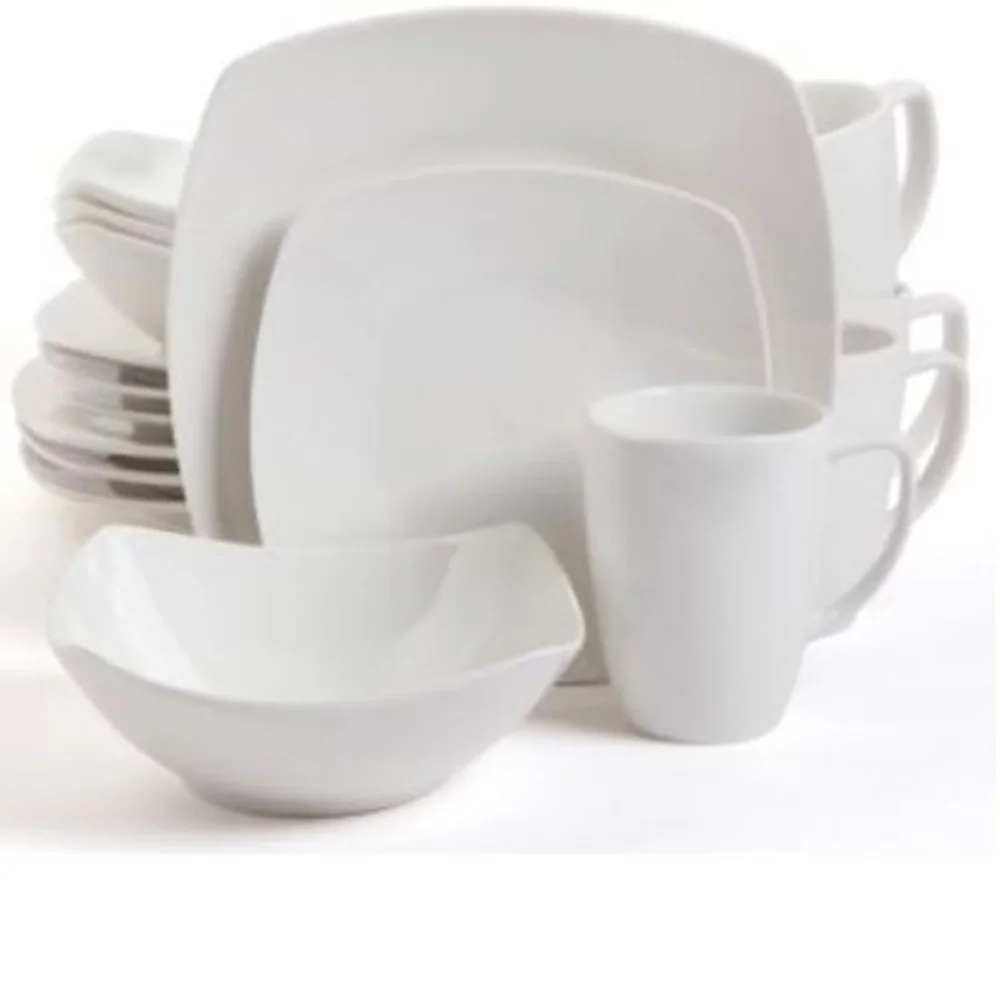 

Buffet ware 16 Piece Dinnerware Set in White ,Plate set meal