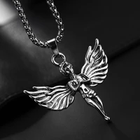 best sell bohemia angel wing female birthday gifts long chain original jewelry for women titanium steel pendant necklace