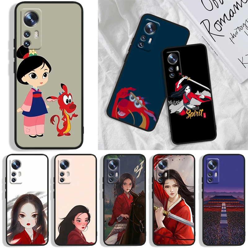 

Mulan cartoon Phone Case For Xiaomi Mi A1(5X) A2(6X) A3(CC9E) Play Mix 3 8 9 9T Note 10 Lite Pro SE Black luxury Soft Back Capa