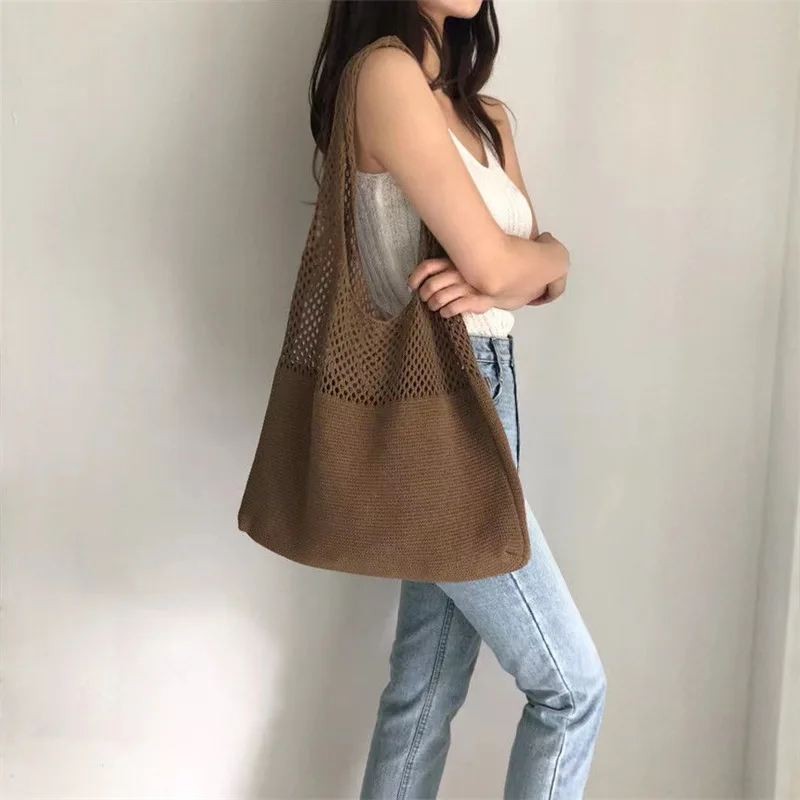 

Knitted HandBag Women Beach Hobo Bag Casual Lightweight Shoulder Tote Bag Female Boho Style Shopping Woven Handbag Bolso Mujer