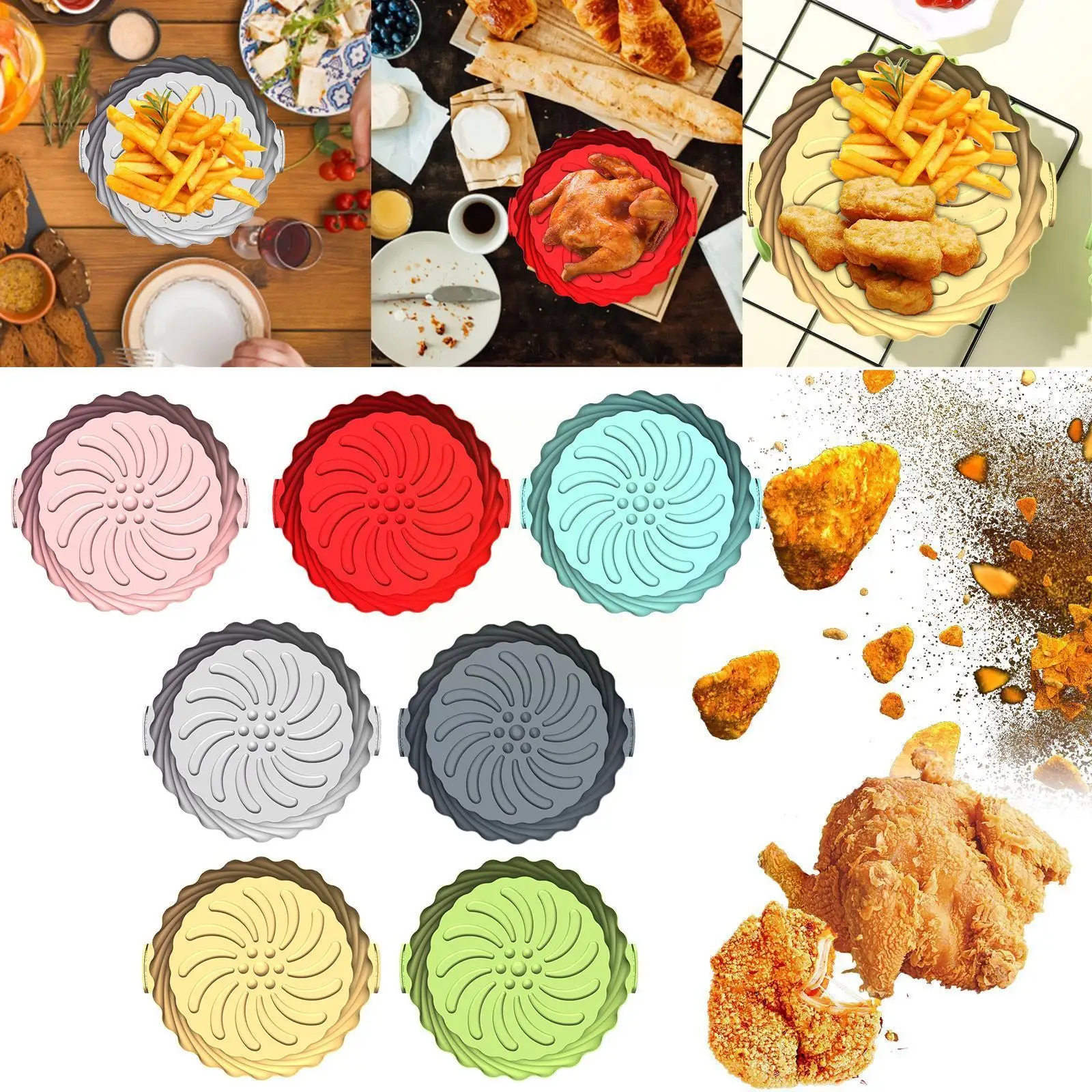 

Air Fryer Silicone Pot For Reusable Non-stick Air Fryer Baking Tray Liners Round Basket Microwave Oven Grill Pan Accessorie H5d9