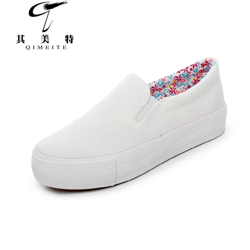 2023 Female Spring Autumn One Pedal Thick-Soled Sponge Cake Low-Top Casual Canvas Shoes Women's Platform Sneakers