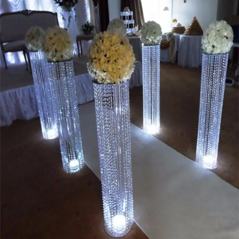 

Upscale Ｗedding Table Centerpieces Decoration Acrylic Crystal Beads String Flower Stand Event Party Road Lead Guide 10Pcs