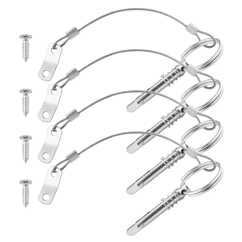 

Reliable Stainless Steel Quick Release Pins with Lanyard 6.3mm 1/4inch Bimini Top Deck Hinge Marine Hardware for Boat