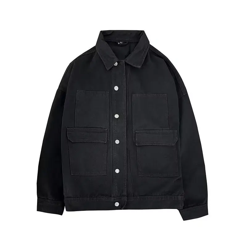 Джинсовое пальто для мужчин модная универсальная Свободная куртка-карго в стиле