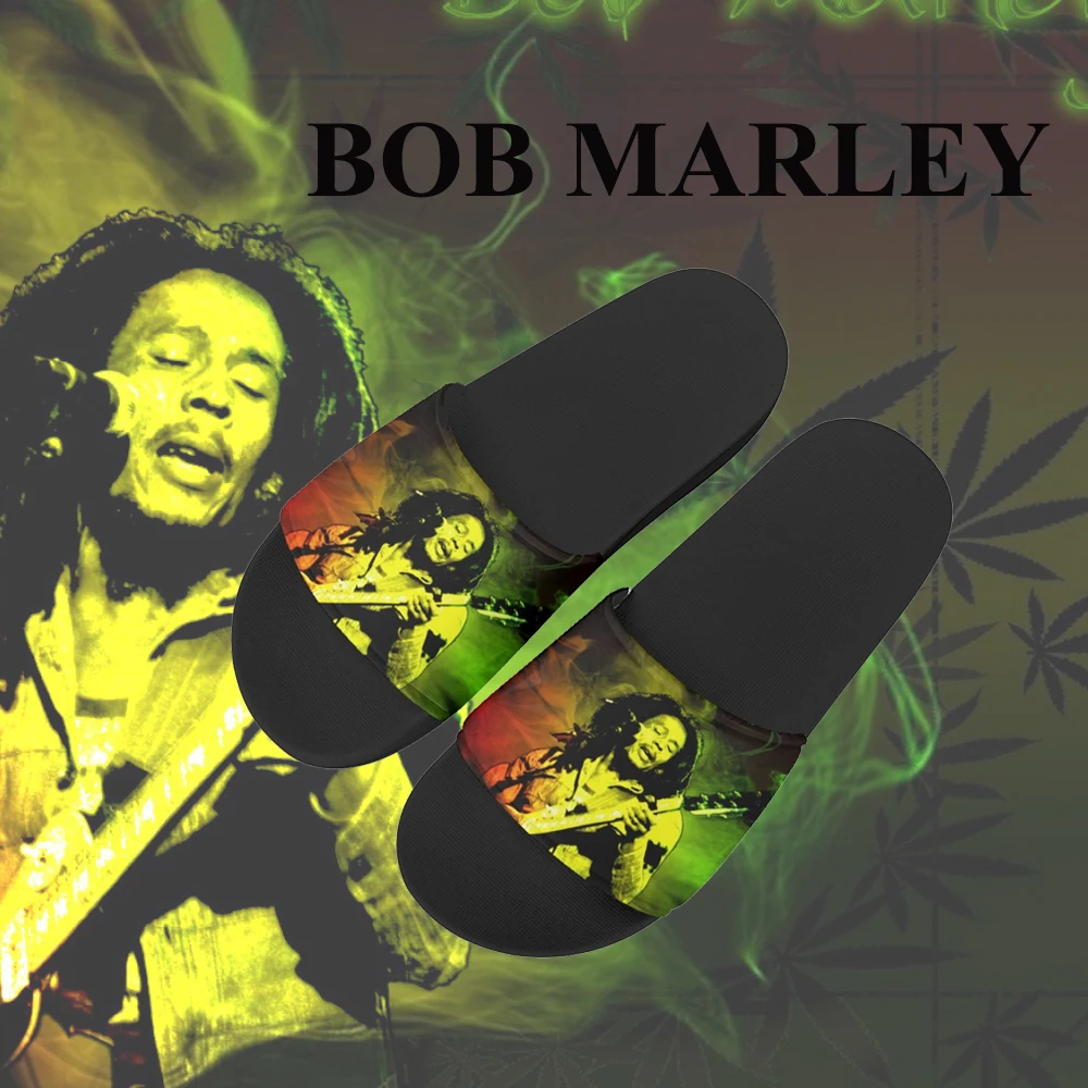 Jamaican Bob Marley Slippers Street Singer Printed Wear-Resistant Flats for Female Trend Style Rock Music Figures Unisex Sandals
