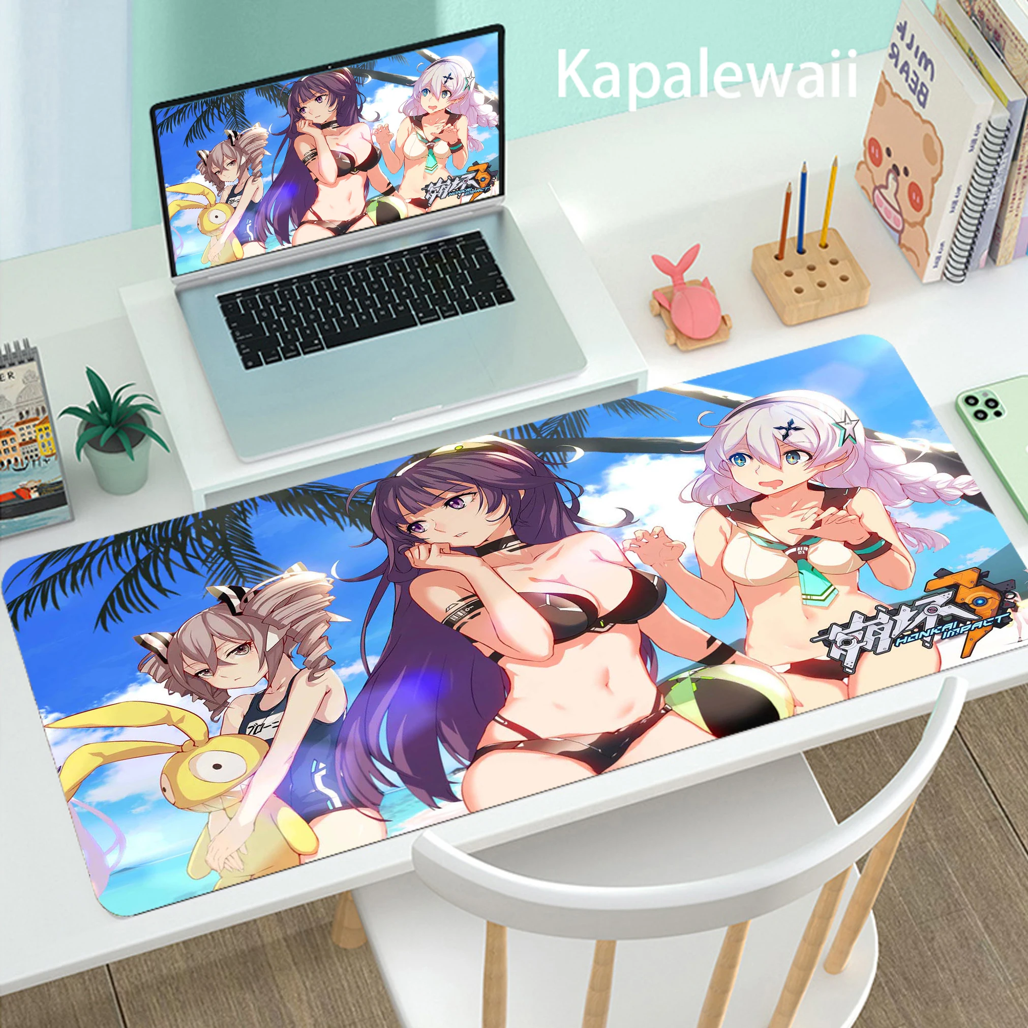 

Anime Mouse Pad Xxl 900x400mm Large Desk Mat Mouse Gamer Accessories Large Rubber Edge Mousepad Mat Honkai Impact Mousepad