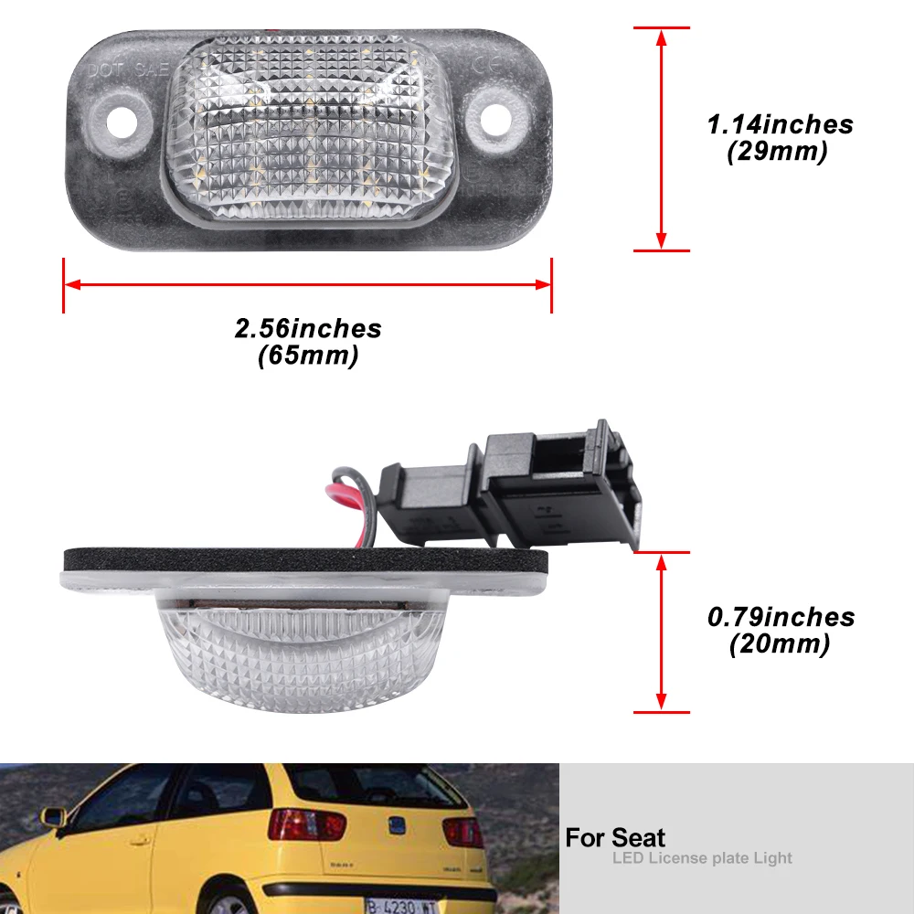 Фото 2 шт. светодиодная подсветка номерного знака для Seat Ibiza 6K 1993-1999 Coidoba 6K VW Golf MK3 Polo III Estate Classic Polo вариант номерного знака №4