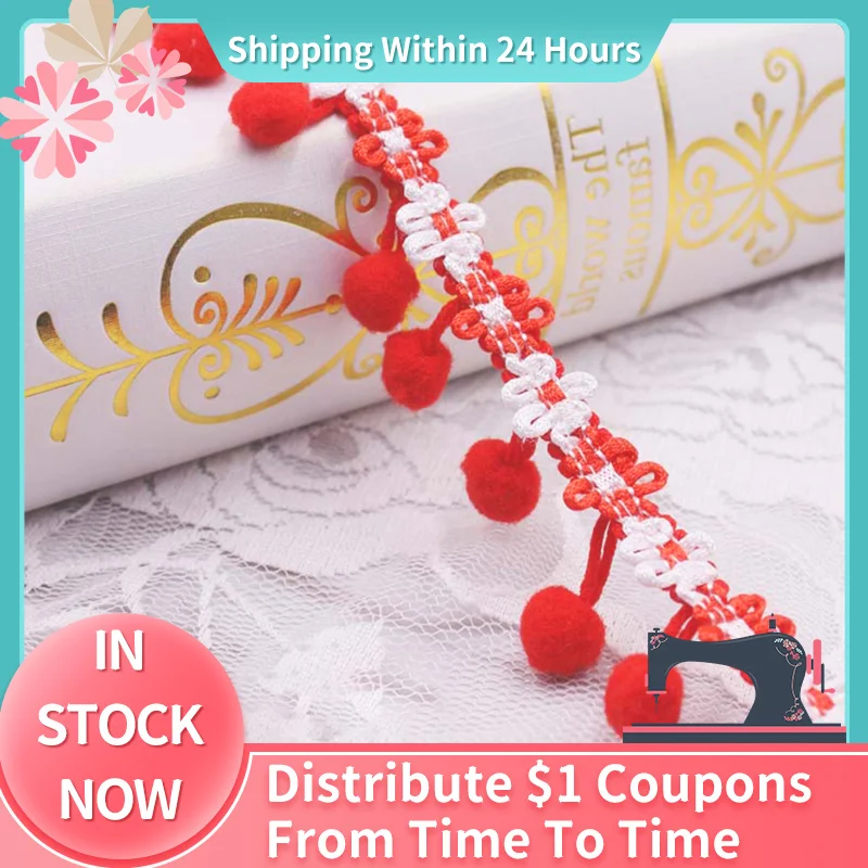 

1 Yards Webbing Fabric Pearl Pompom Fringe Ribbon Sewing Lace Kintted Fabric Handmade DIY Craft Accessories Webbing Wholesale