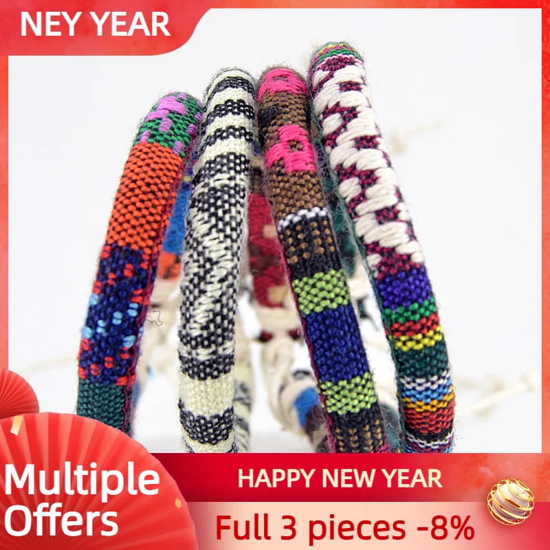 

Bohemian Thread Bracelet Retro Handmade Boho Multicolor String Cord Woven Braided Hippie Friendship Bracelets Women Men