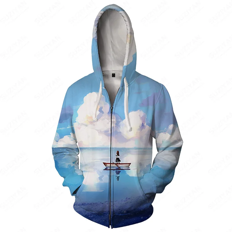 

Full Zip Muscle Hoodie Hooded Sweatshirt Men'S Coat Anime Men'S Clothing Korean Fashion Stye Men'S Sweat-Shirt Set 3D