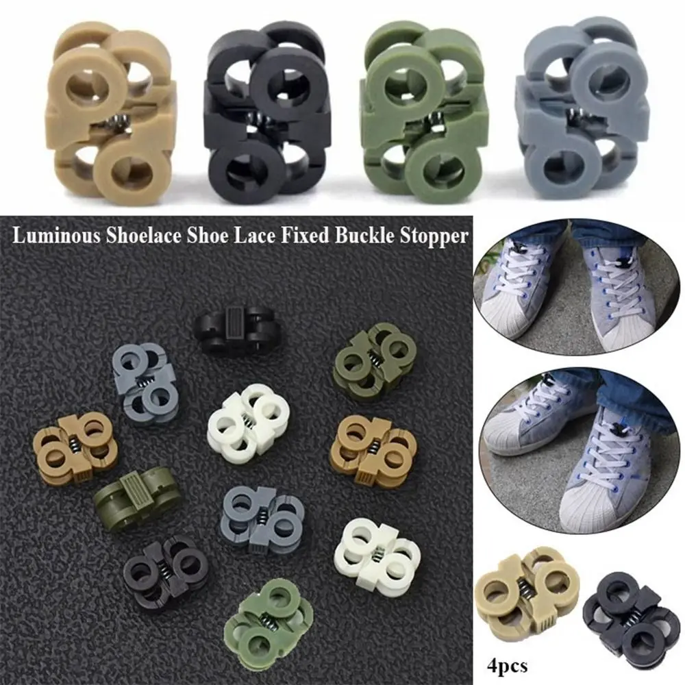 

4pcs Luminous Shoelace Shoe Fixed High Quality Double Hole 5 Colors Paracord Lock Lace Fixed Buckle Outdoor Tool