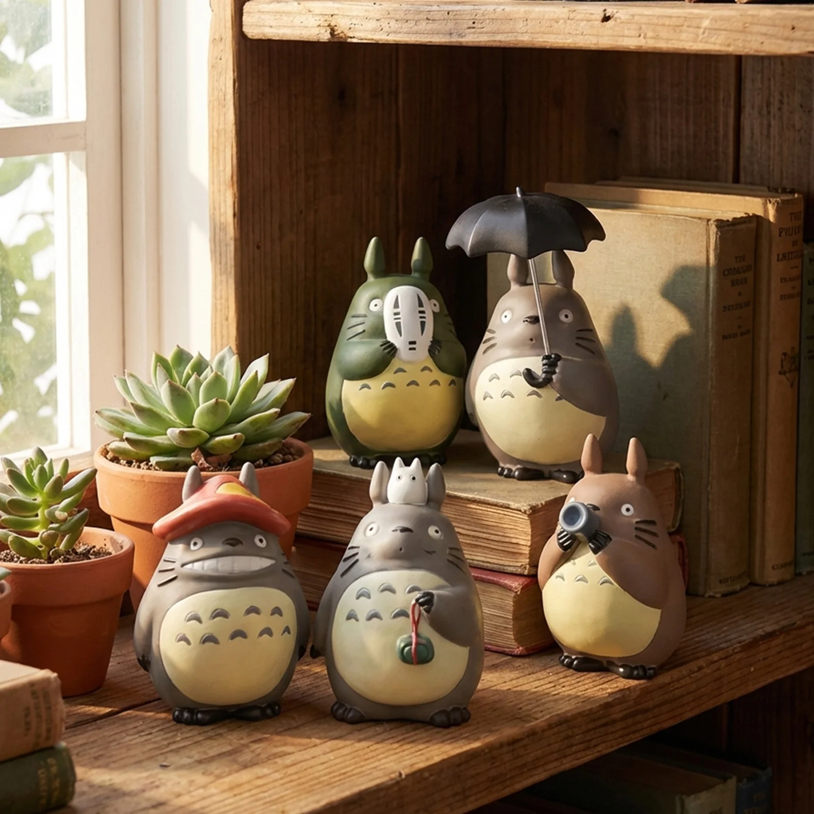 Фото Мини-фигурки «Мой сосед Тоторо», 5 стилей, аниме-фигурки от Studio Ghibli, настольное украшение, модель из смолы, подарок для коллекционеров аниме №1