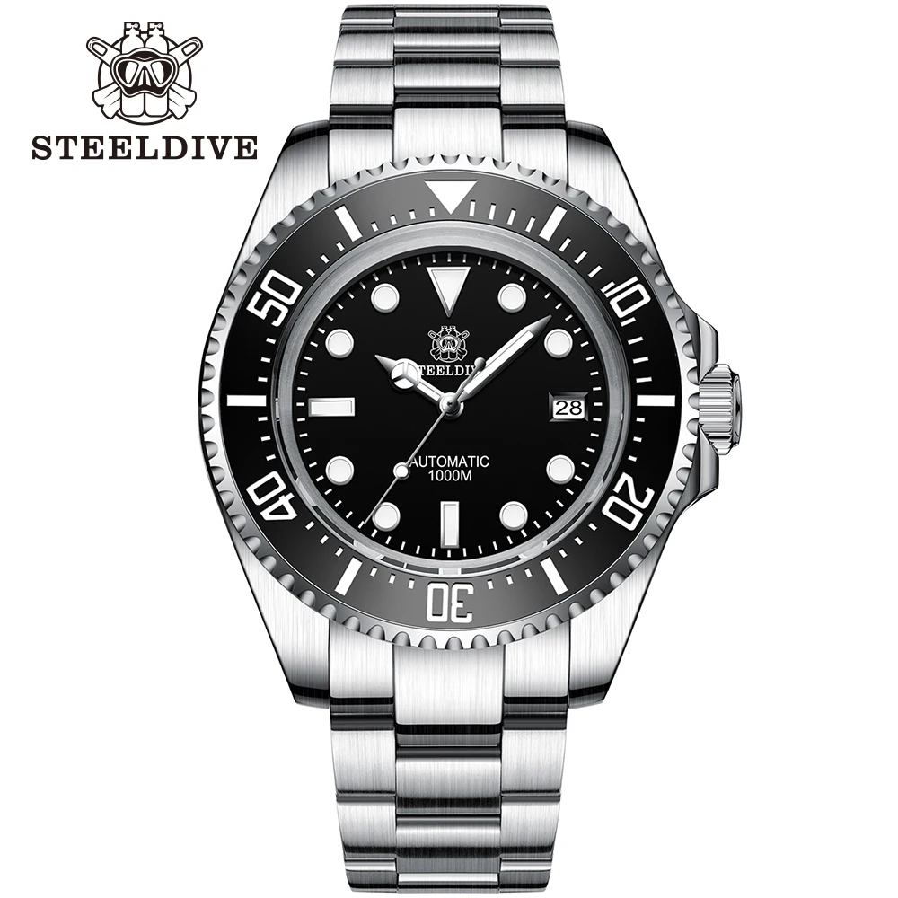 

Мужские электронные часы STEELDIVE, Мужские автоматические часы 1000 м, водонепроницаемые механические наручные часы, брикет, сапфир NH35