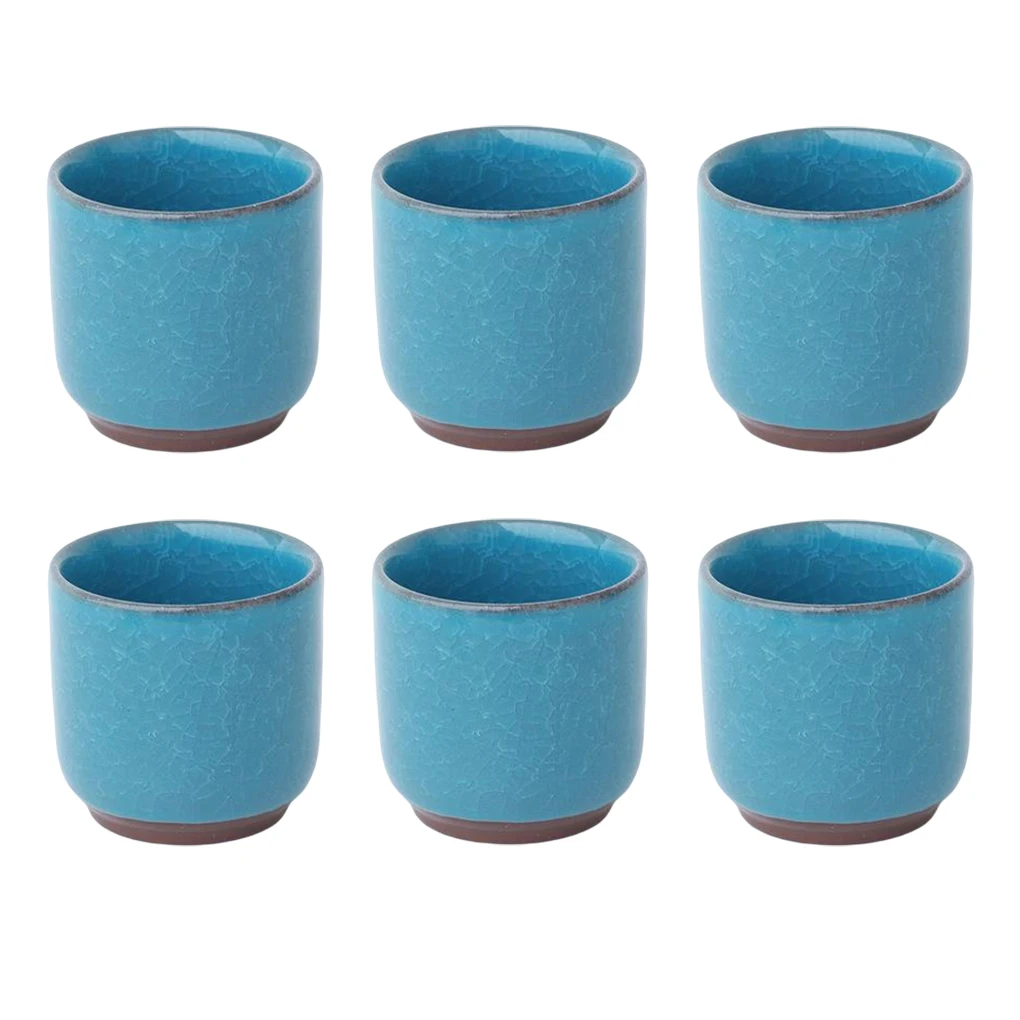 

6 Pieces Ceramic Ice Crack Mini Flower Pot Cactus Plant Bonsai Flowerpots Succulent Tabletop Planting Business Home