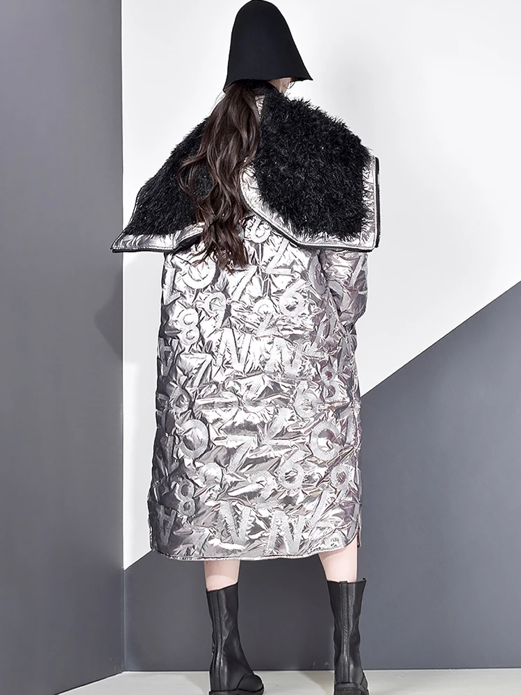 XITAO Personality Winter Coat Women Letter Pattern Streetwear Parka Tide Brand Loose  Women Clothes 2019 New DMY1754