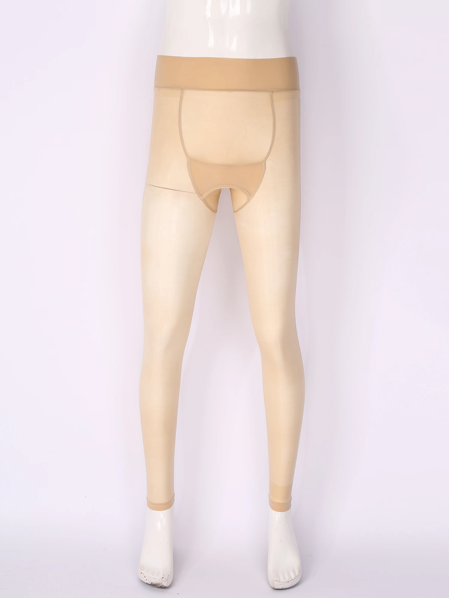 Mens See Through Leggings Underpants Solid Color Soft Comfortable Stretchy Skinny Pants Cross-Dresser Sissy Underwear Bottoms