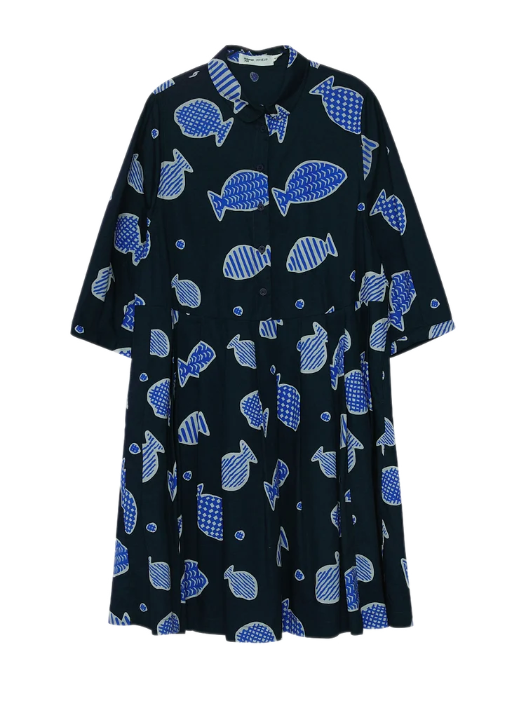 Весна 2023 хлопковое платье с принтом забавная серия из чистого хлопка рукавами