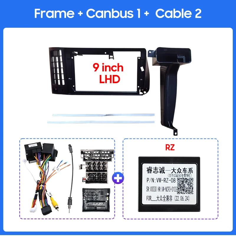 

9 дюймов 1992-1993 гг. для Volkswagen Golf 3, автомобильное радио, Android фасция, мультимедиа, MP5, видео, аудио, стерео панель, рамка, кабели, жгут проводов