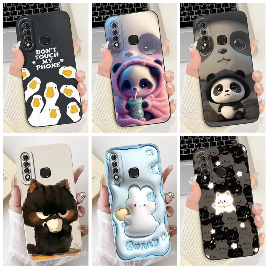 For Infinix S4 2019 Case X626 X626B X610B Cover Cute Panda Cartoon Shockproof Silicone Soft Cases Smart 3 Plus Funda