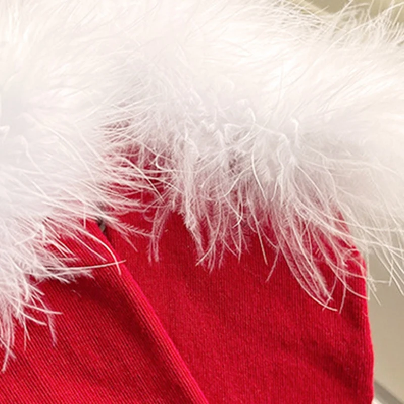 Женские рождественские новогодние хлопковые красные гольфы с отделкой из