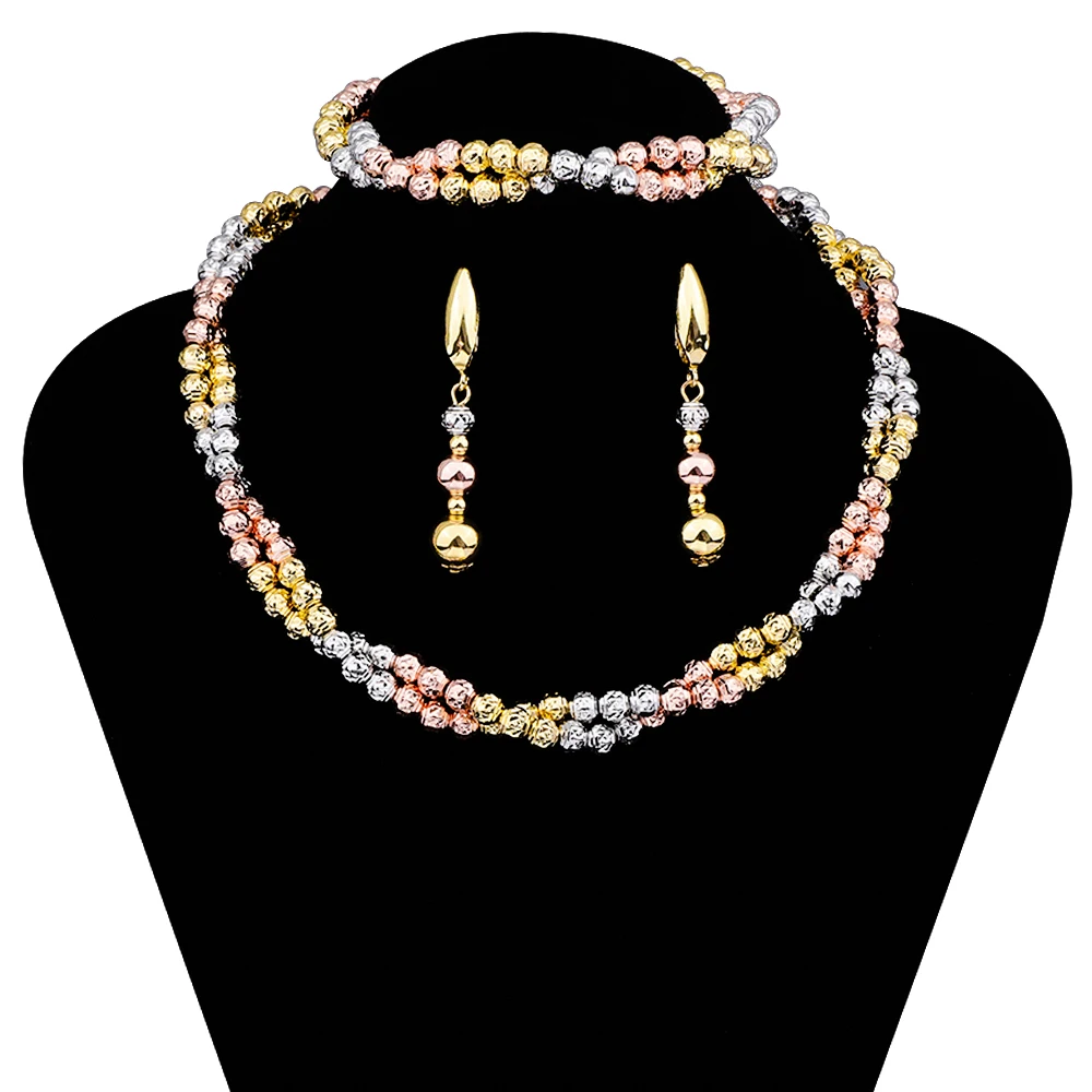 

African Luxury Jewelry Set Colorful Ball Necklace Earrings Fashion Daily Dubai Accessories Christmas Party Two Piece Gift Set