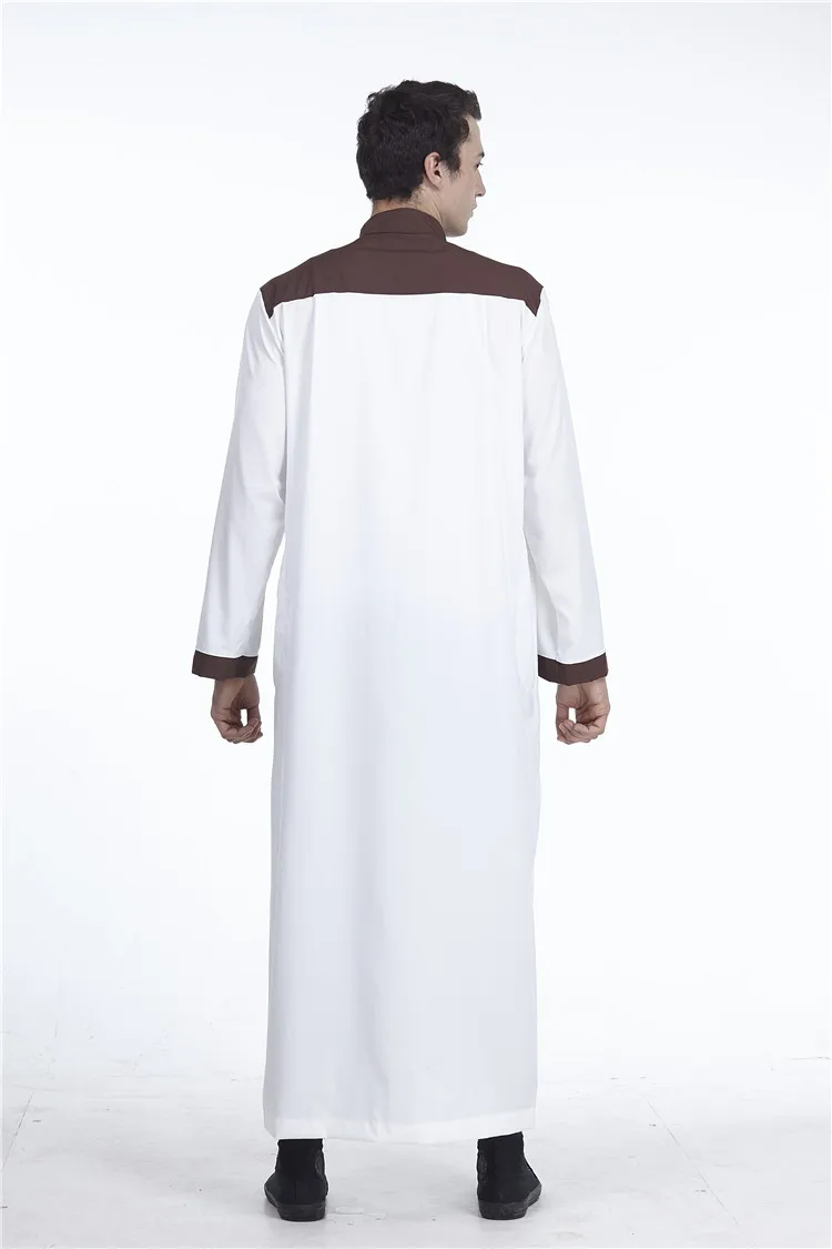 Wepbel Jubba Thobe Ethnic Color Matching Men's Robe Middle East Saudi Arabia Islamic Clothing Pakistan Kurta Muslim Costumes