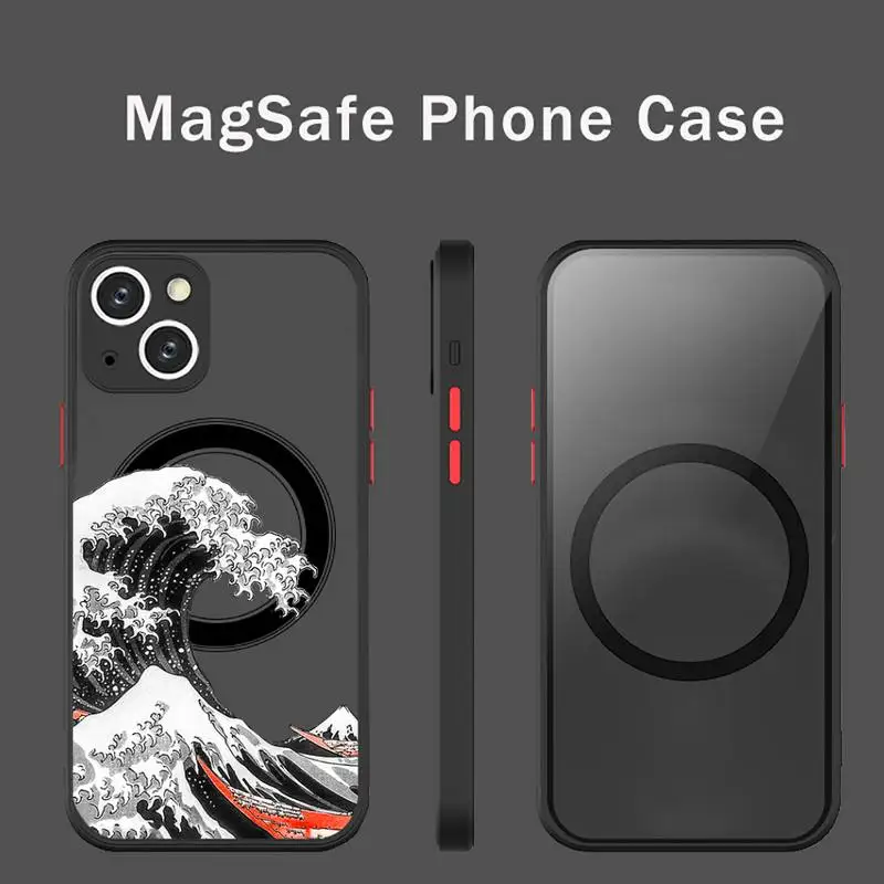 

Ukiyoe Sea Wave Water Splash Phone Case For iPhone 13 12 Mini Pro Max Matte transparent Super Magnetic MagSafe Cover