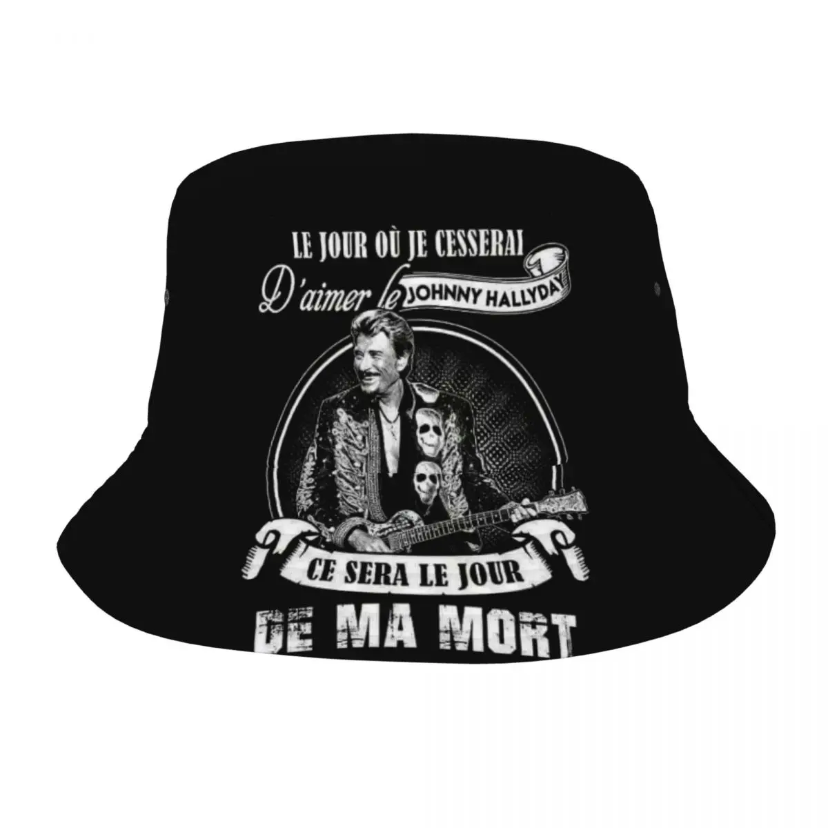 Custom Johnny Hallyday French Singer Bucket Hat Women Men Fashion Summer Outdoor Sun Heavy Metal Rock Fisherman Cap