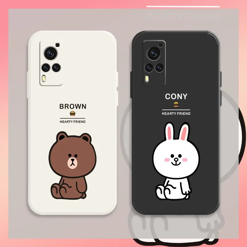 

Anime Kawaii Line Friends Phone Case Iphone12 13 14Pro Max Brown Cony Silica Gel Fall Prevention Protective Shell Portable Gift