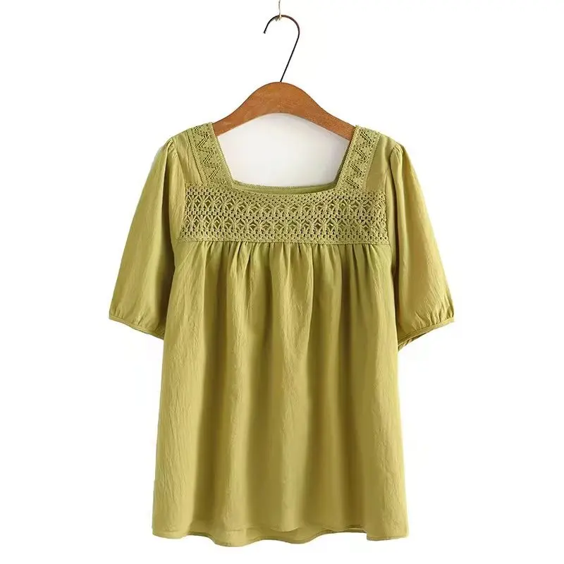 

2023 Summer Pregnant Women Fashion Square Collar Women T-Shirts Black