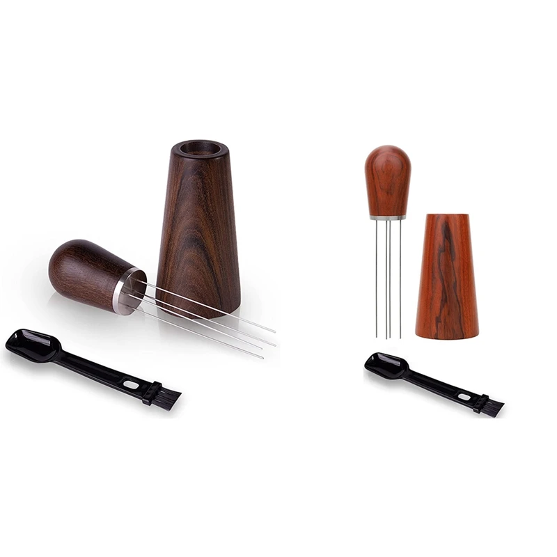 

Espresso Stirrer, Coffee Stirring Tool For Espresso Distribution, Needle Type Distributor With Wood Base And Brush