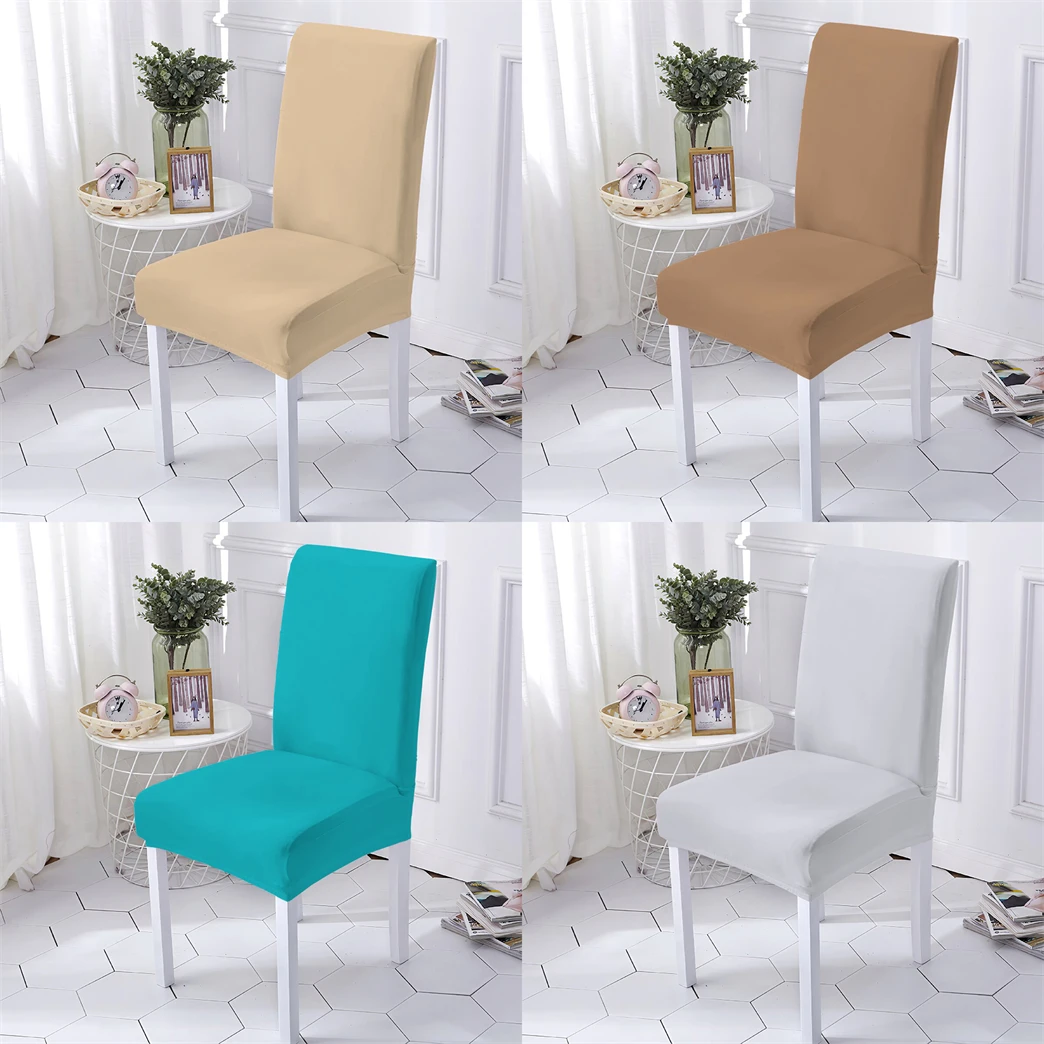 

Solid Color Style Chair Cover Anti-Dirty Seat Chairs Covers Elastic Dining Room Chairs Covers Monochrome Pattern Home Stuhlbezug