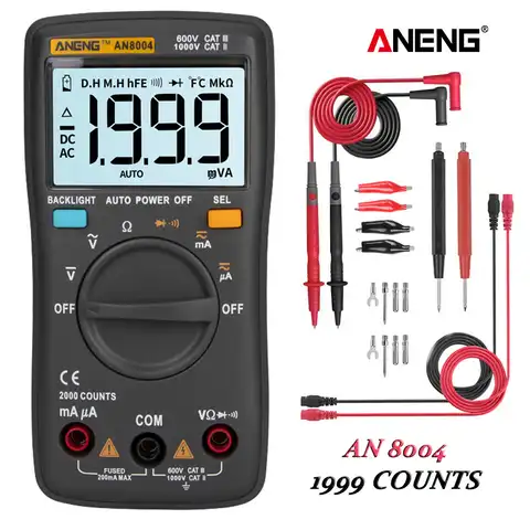 ANENG AN8004 1999 отсчетов Электрический Профессиональный мультиметр тестер цифровой индикатор напряжения Ом Частотный вольтметр измеритель ток...