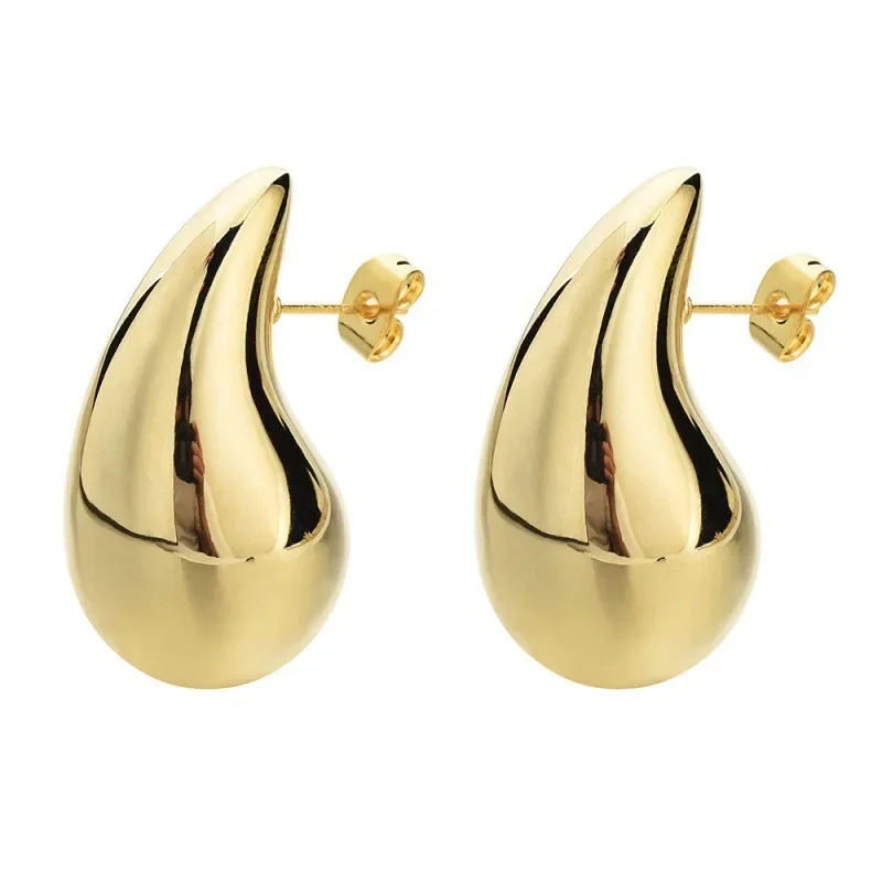 Модные новые высококачественные гладкие серьги-капли из 18-каратного золота с
