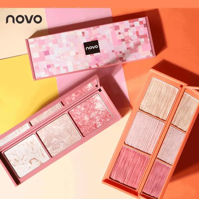 

NOVO 3-Color Blush Palette Brightening Repairing Highlighter Long Lasting Waterproof Mashed Potato Pearl Face Makeup Pan