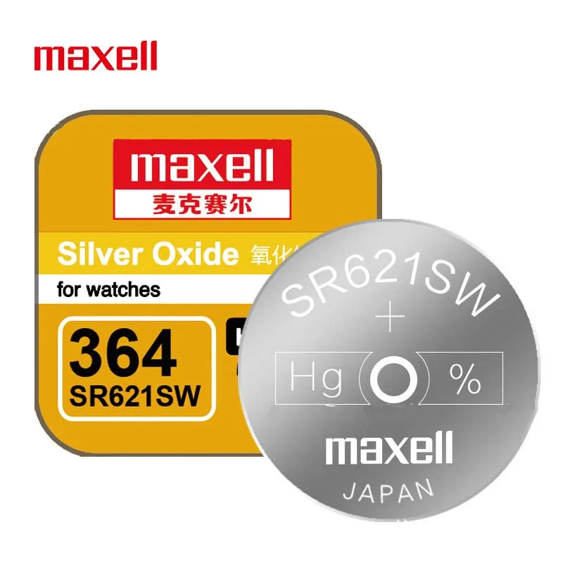 Фото Батарейка-таблетка Maxell AG1 SR621SW из оксида серебра 1.55В LR621 364 CX60 для часов, калькуляторов, игрушек, пультов ДУ, упаковка 5-100 шт. для электроники №3