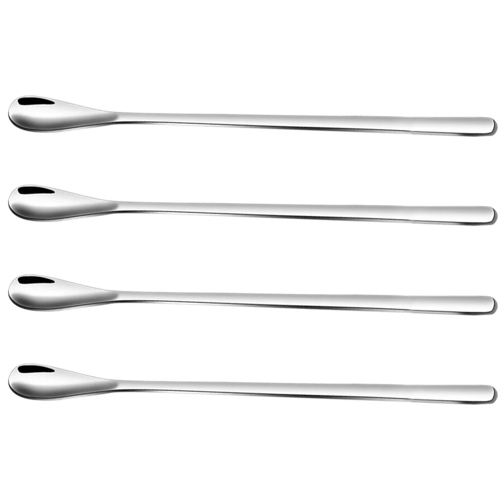 

1 Set 4 Pcs Stainless Steel Coffee Mixing Spoons Long Handle Spoons (Silver)
