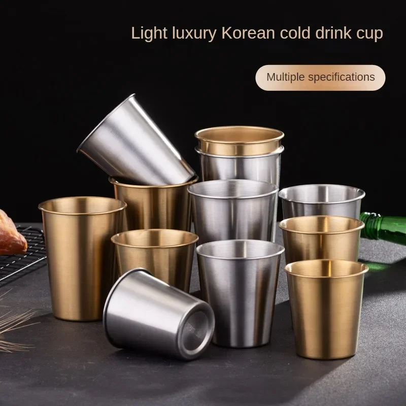

Stainless Steel Cup,Unbreakable,Stackable,Brushed Metal Drinking Cups,Chilling Beer cups Outdoor Camping,Flat bottomed metal cup
